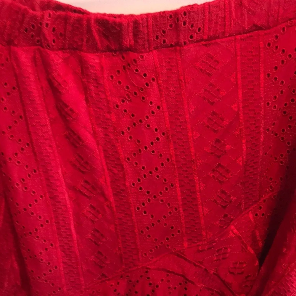 New Anthropologie Soigne Eyelet skirt xl red